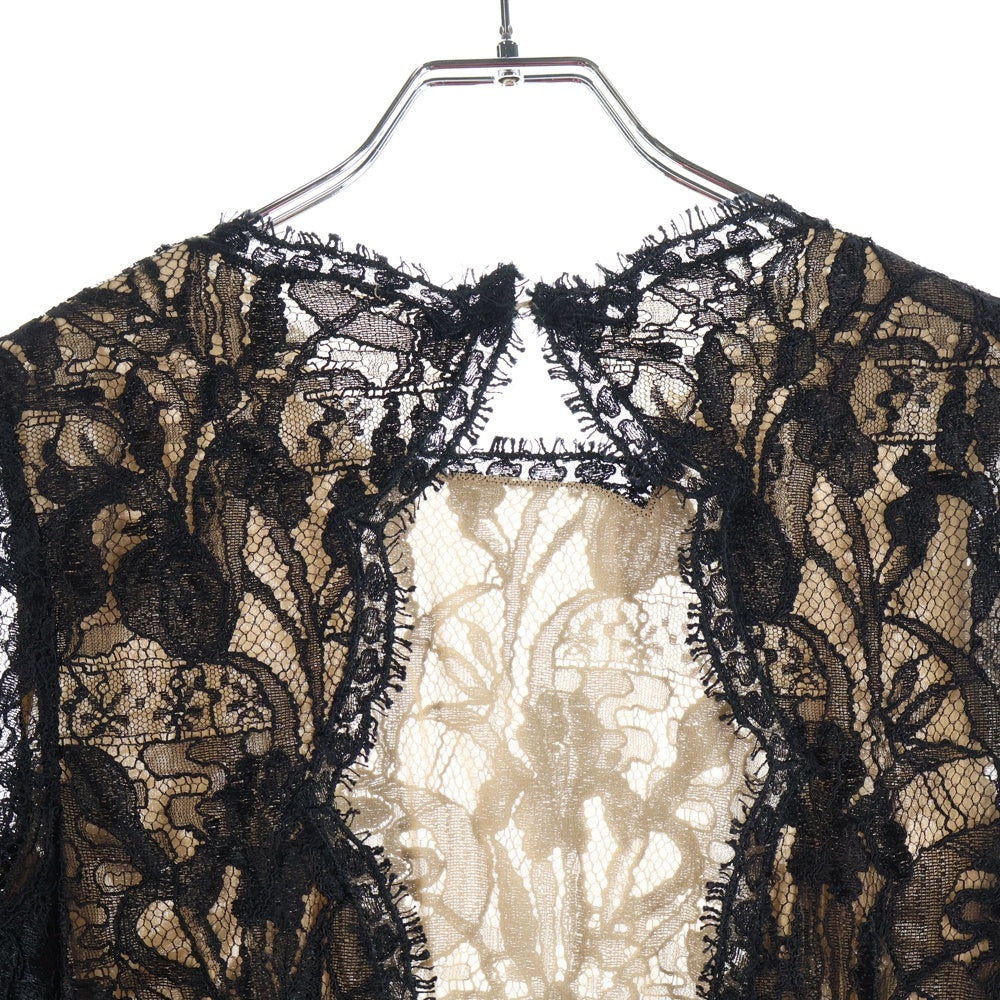 EMILIO PUCCI(エミリオプッチ) レース レイヤード 長袖 ミディアム タイト ワンピース ブラック レディース 21RI15