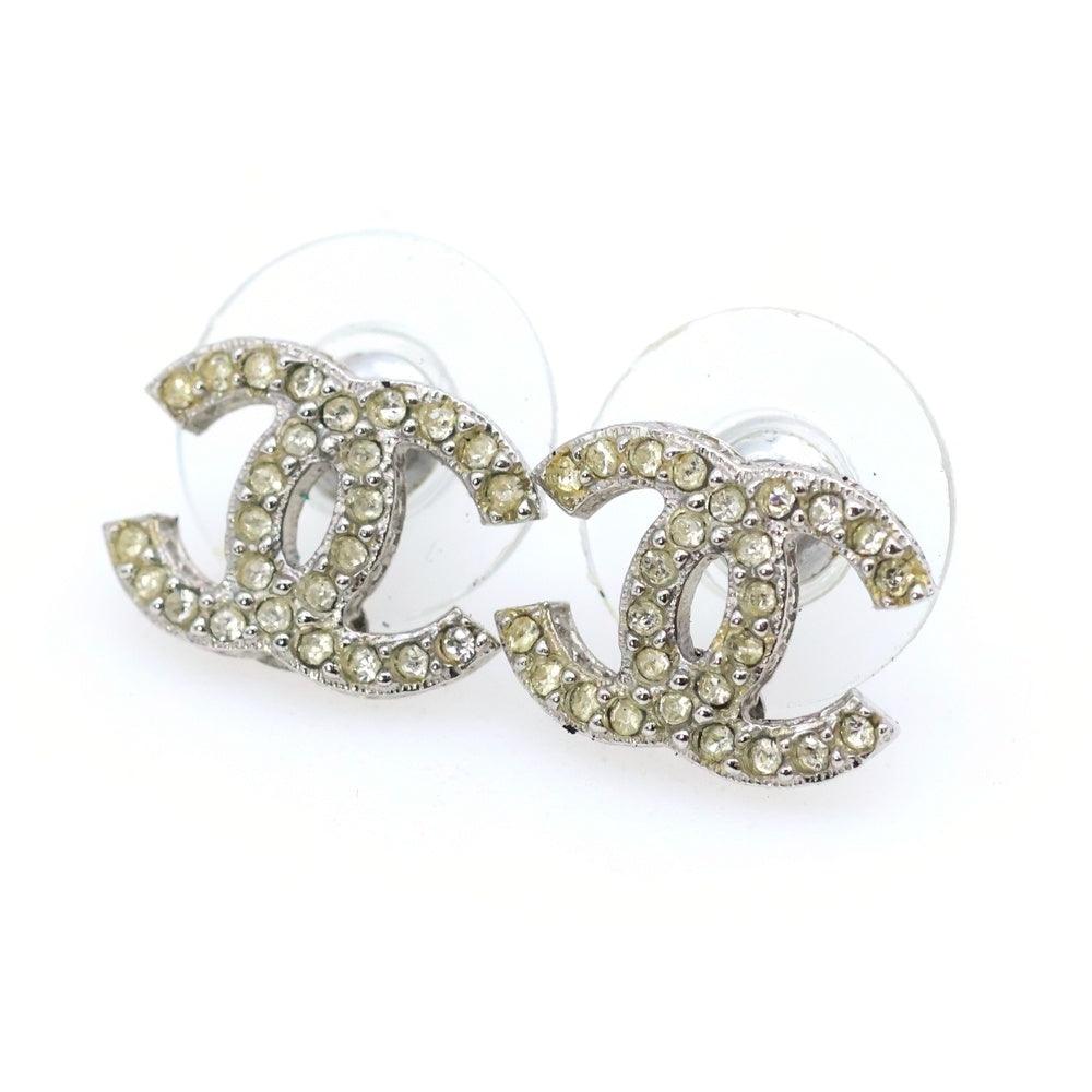 CHANEL(シャネル) ココマーク ラインストーン ピアス シルバー B15C