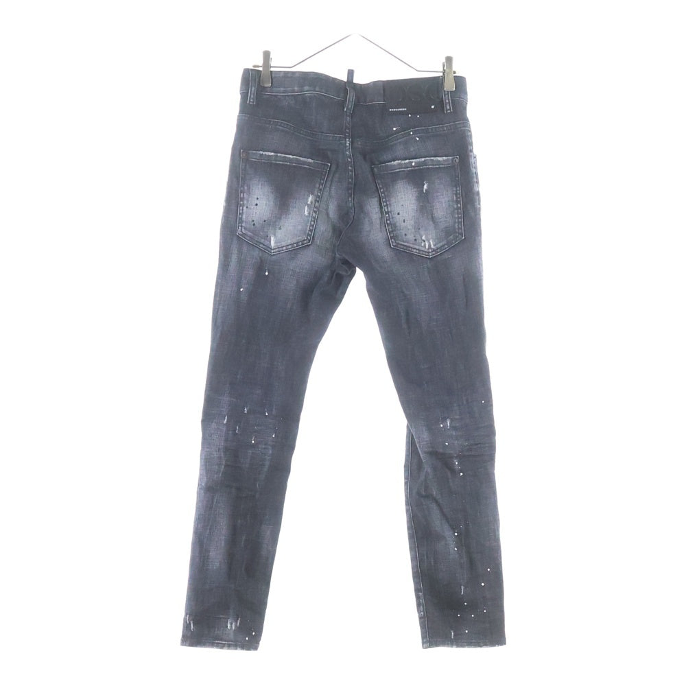 DSQUARED2(ディースクエアード) Skater Jeanスケータージーンズ ダメージ デニムパンツ ブラック S74LB1195