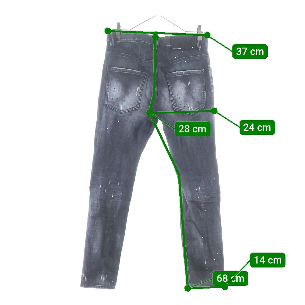 DSQUARED2(ディースクエアード) Skater Jeanスケータージーンズ ダメージ デニムパンツ ブラック S74LB1195