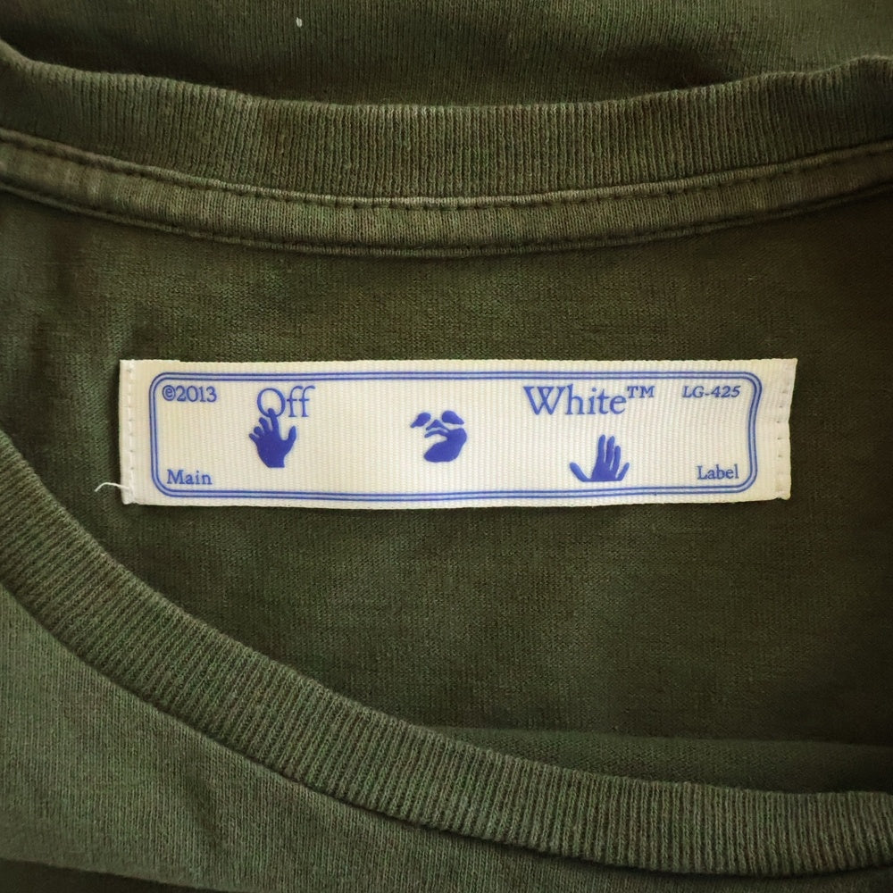 OFF-WHITE(オフホワイト) 21SS Vintage Paint ヴィンテージ ペイント ロングスリーブ 長袖 Tシャツ カーキ コットン OMAB001S21JER002