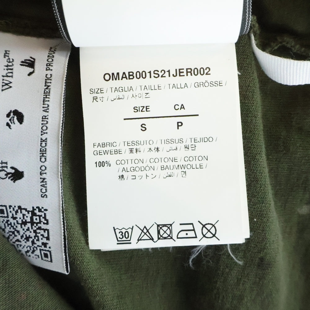 OFF-WHITE(オフホワイト) 21SS Vintage Paint ヴィンテージ ペイント ロングスリーブ 長袖 Tシャツ カーキ コットン OMAB001S21JER002