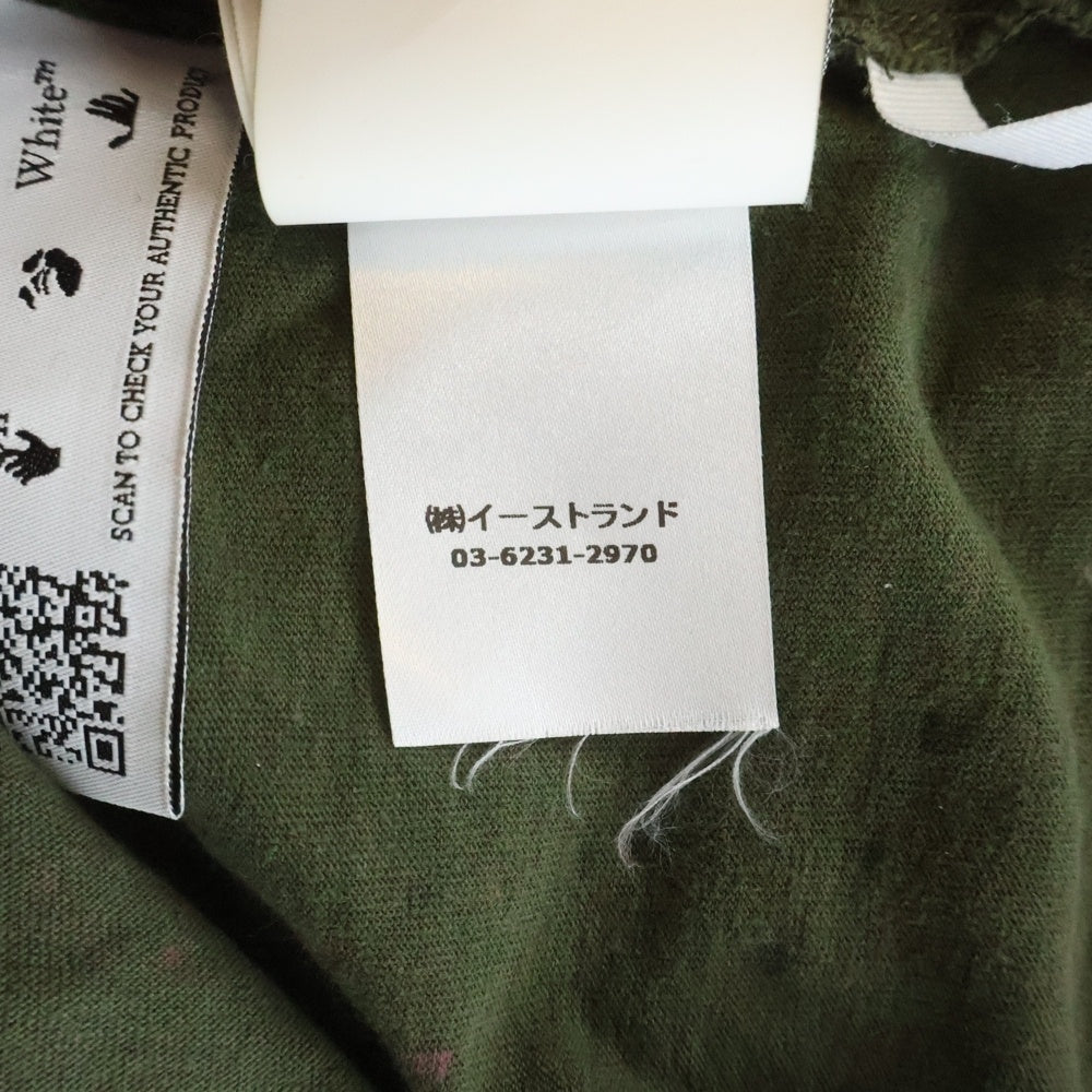 OFF-WHITE(オフホワイト) 21SS Vintage Paint ヴィンテージ ペイント ロングスリーブ 長袖 Tシャツ カーキ コットン OMAB001S21JER002