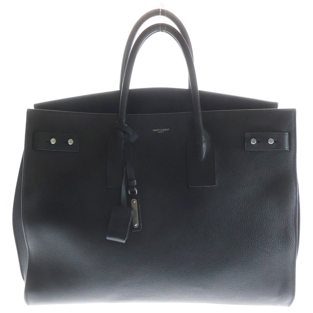 SAINT LAURENT PARIS(サンローランパリ) サックドジュール スープル ラージ ハンドバッグ トートバッグ ショルダーバッグ ブラック レザー 631526 シルバー金具 レディース