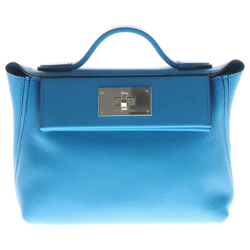 HERMES(エルメス) サックヴァンキャトル 24/24 ミニ エヴァーカラー スイフト レザー 2WAY ハンド ショルダーバッグ シルバー金具 ブルー Z刻印 レディース