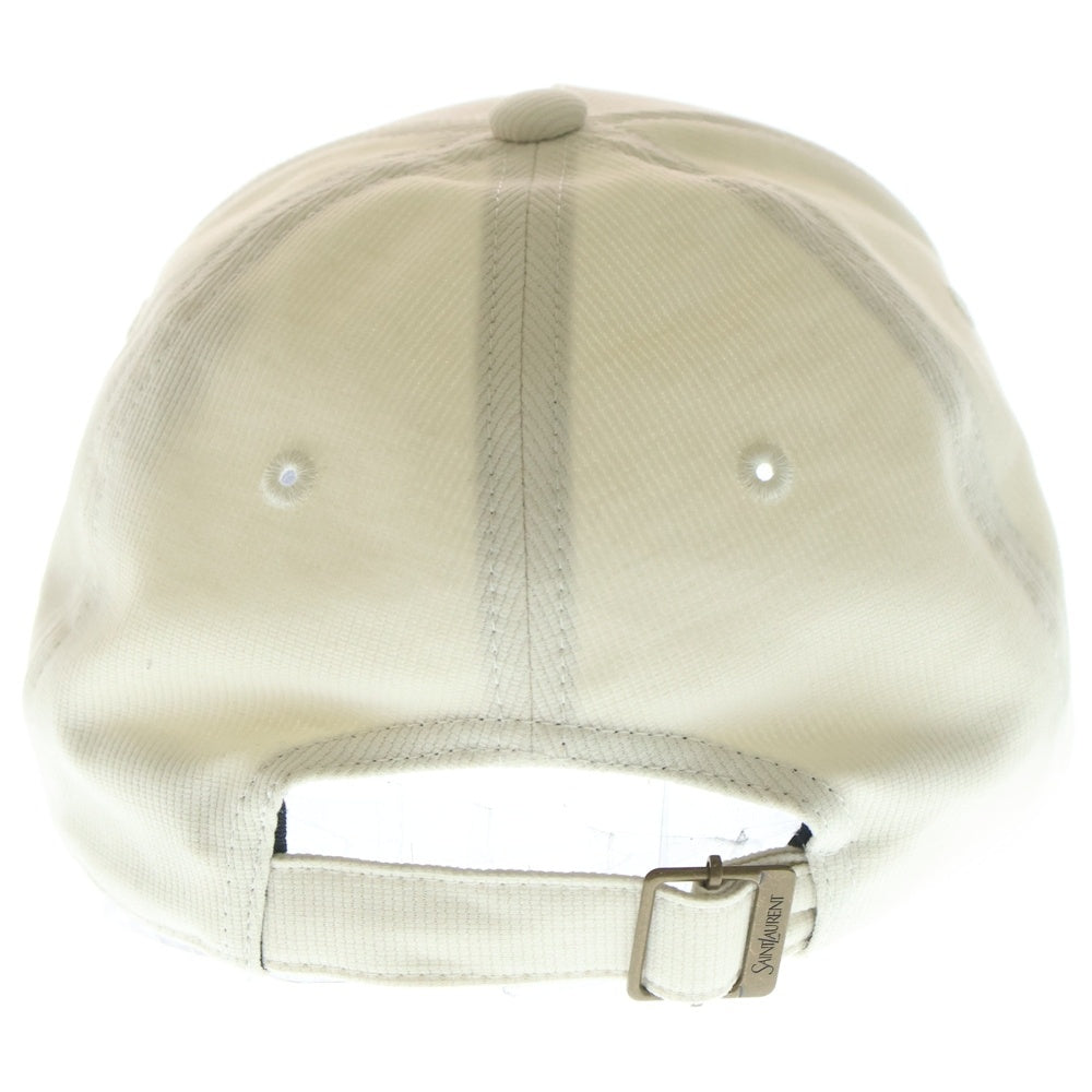 SAINT LAURENT PARIS(サンローランパリ) ロゴエンブロイダリー 刺繍ベースボールキャップ ホワイト アイボリー 816864 レディース