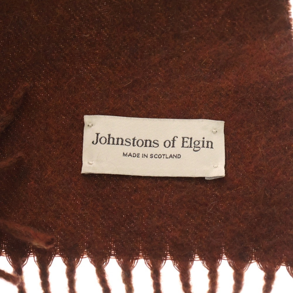 Johnstons Of Elgin(ジョンストンズ オブ エルガン) カシミヤ フリンジマフラー ストール ブラウン