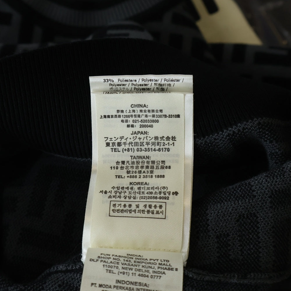 FENDI(フェンディ) ズッカ柄クルーネックニットセーター ブラック/グレー FZY703 レディース