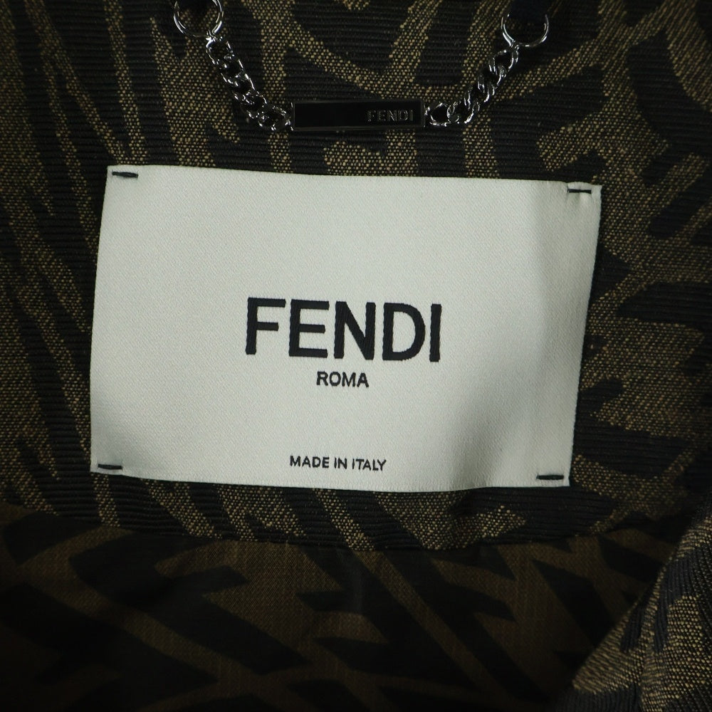 FENDI(フェンディ) フロントムートン切替バーシティジャケット ベージュ/ブラック レディース FM532