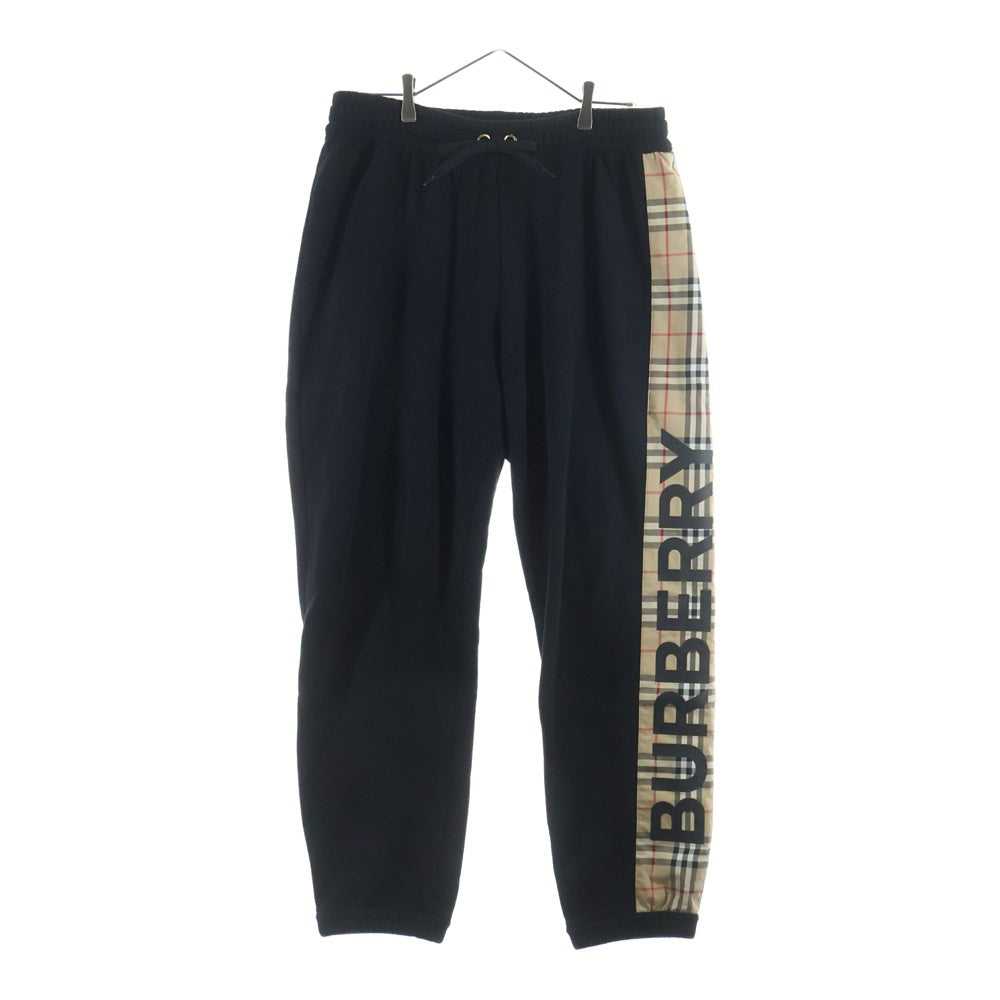 BURBERRY(バーバリー) ノバチェックパネル ロゴ スウェット パンツ ブラック/ベージュ 8024541