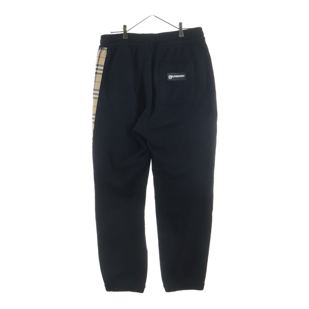 BURBERRY(バーバリー) ノバチェックパネル ロゴ スウェット パンツ ブラック/ベージュ 8024541