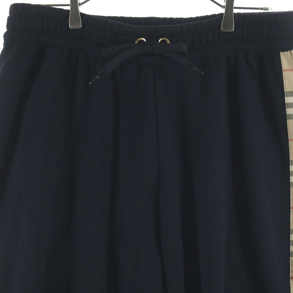 BURBERRY(バーバリー) ノバチェックパネル ロゴ スウェット パンツ ブラック/ベージュ 8024541