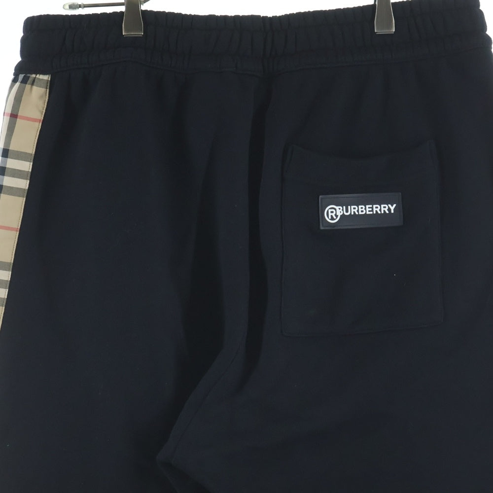 BURBERRY(バーバリー) ノバチェックパネル ロゴ スウェット パンツ ブラック/ベージュ 8024541