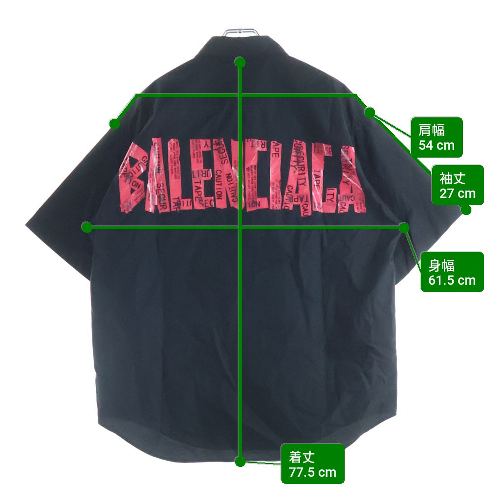BALENCIAGA(バレンシアガ) バックテープロゴプリント半袖シャツ ブラック 830981 TRM28