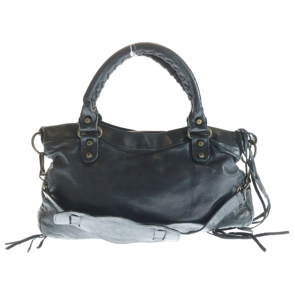 BALENCIAGA(バレンシアガ) ザ ファースト レザー 2WAY ハンド ショルダーバッグ ゴールド金具 ブラック 103208 レディース