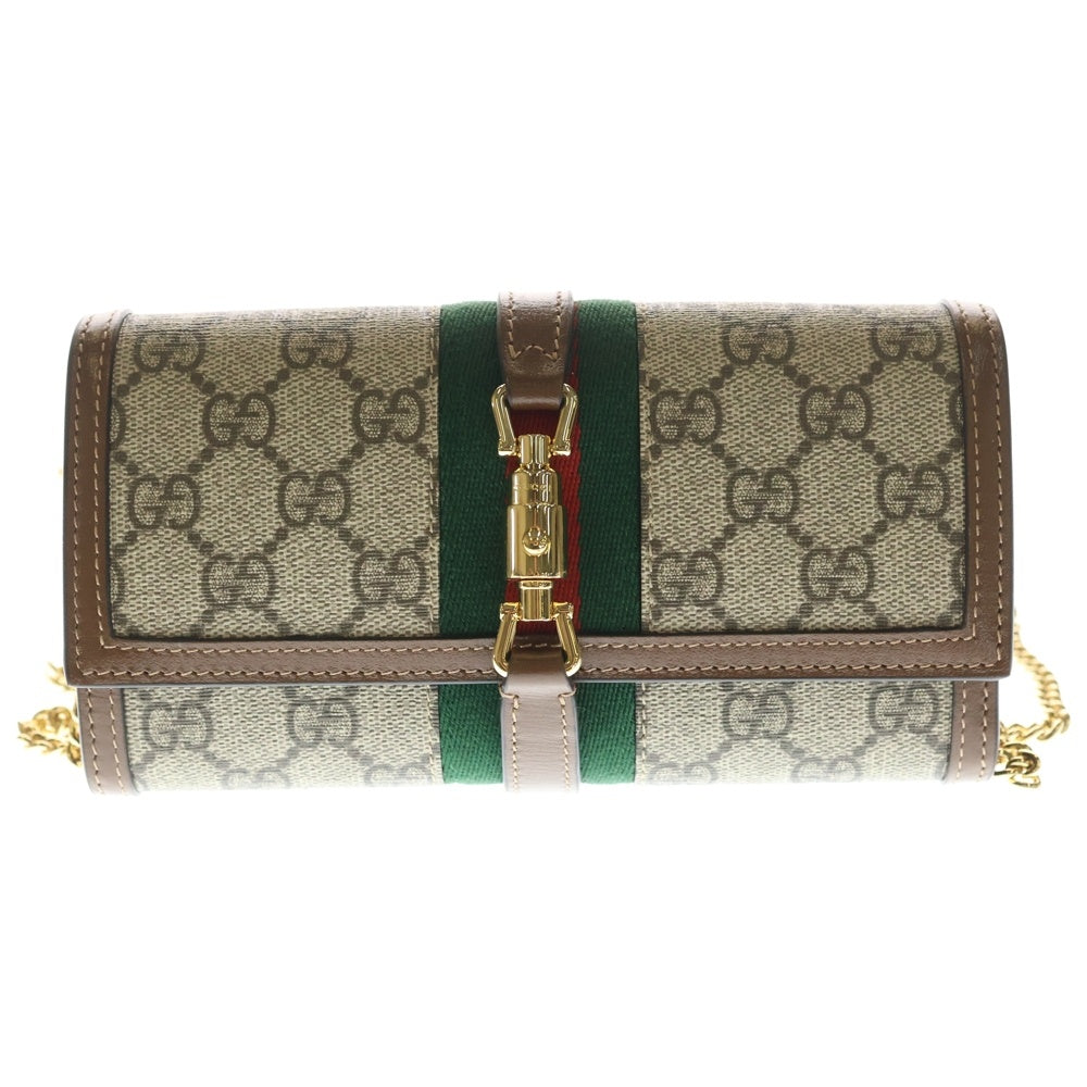 GUCCI(グッチ) ジャッキー 1961 GGスプリーム チェーンウォレット ショルダーバッグ ゴールド金具 ベージュ 652681 レディース