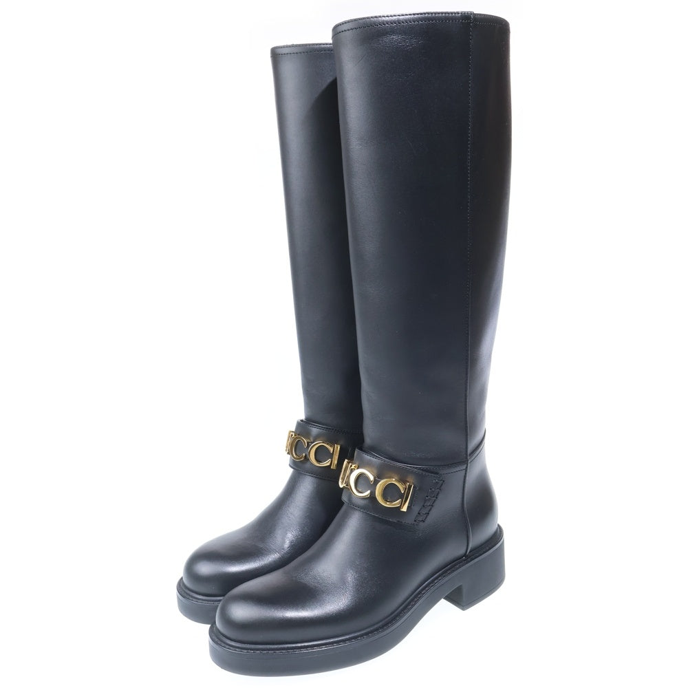 GUCCI(グッチ) 23AW ロゴ ニーハイ ロングブーツ ブラック 752517 レディース