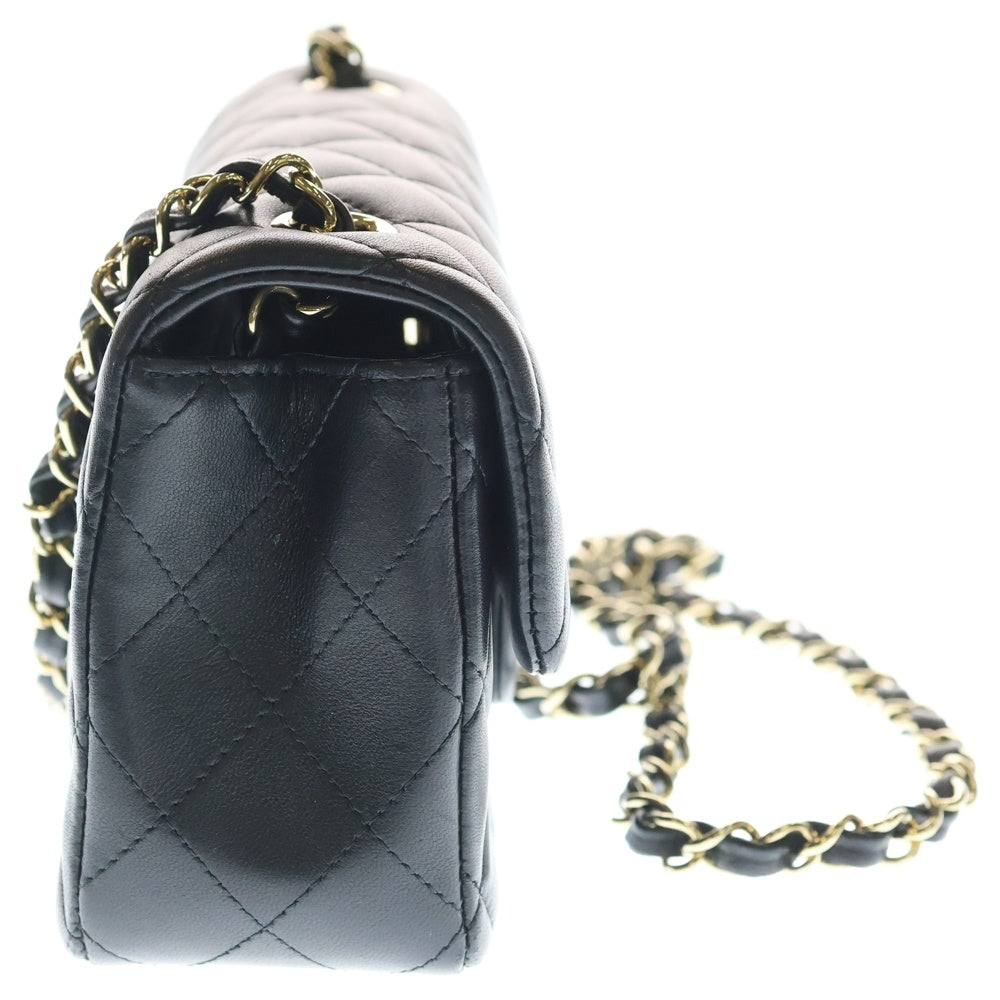 CHANEL(シャネル) ミニ マトラッセ20 シングルフラップ シングルチェーンショルダーバッグ ブラック ラムスキン ゴールド金具 A69900 レディース