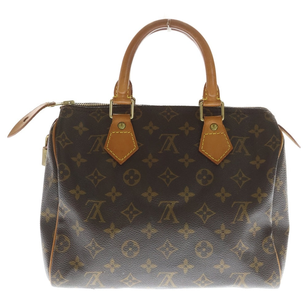 LOUIS VUITTON(ルイヴィトン) モノグラム スピーディ25 ボストンバッグ ミニバッグ ブラウン レザー×PVC M41528 ゴールド金具 レディース