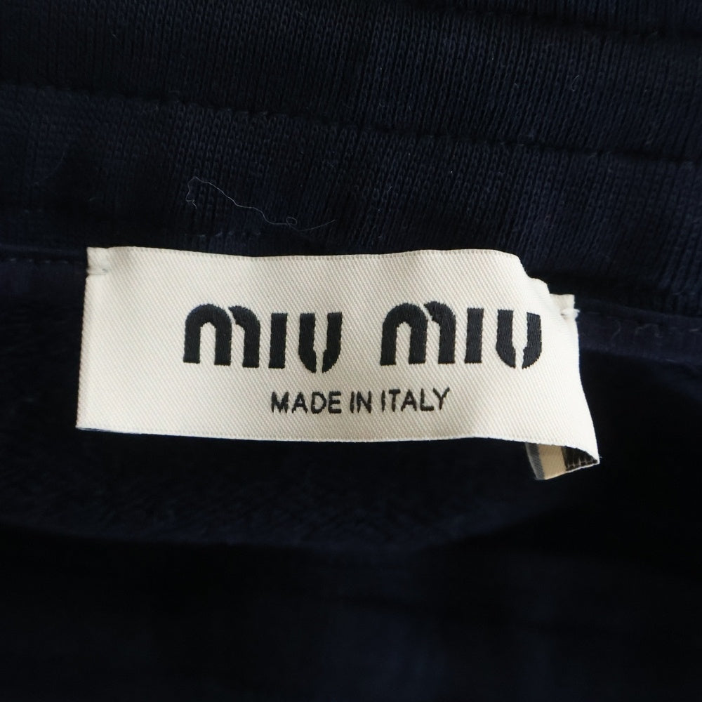miumiu(ミュウミュウ) ロゴ刺繍 コットンフリース ミニスカート ロゴパッチ ネイビー MJD226 レディース