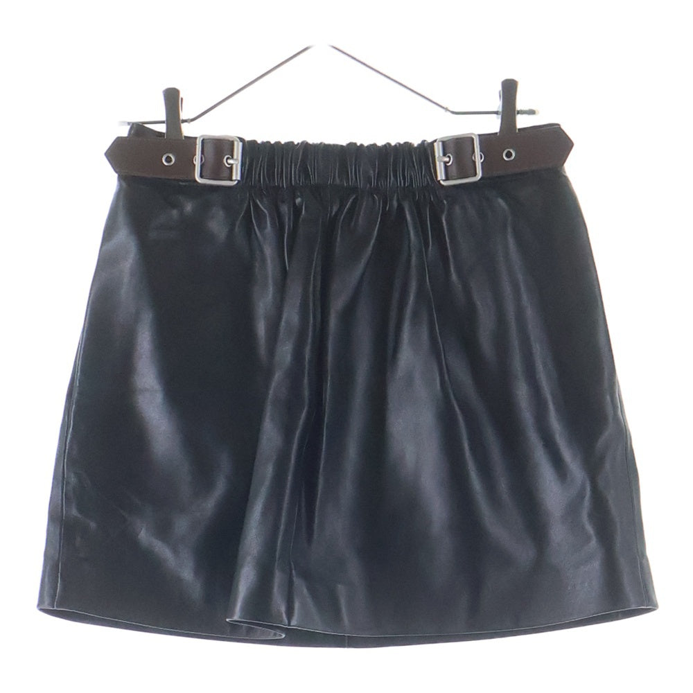 LOEWE(ロエベ) ベルテッドスカート ウエストゴム レザー ベルト装飾 ブラック レディース S540Y29L32