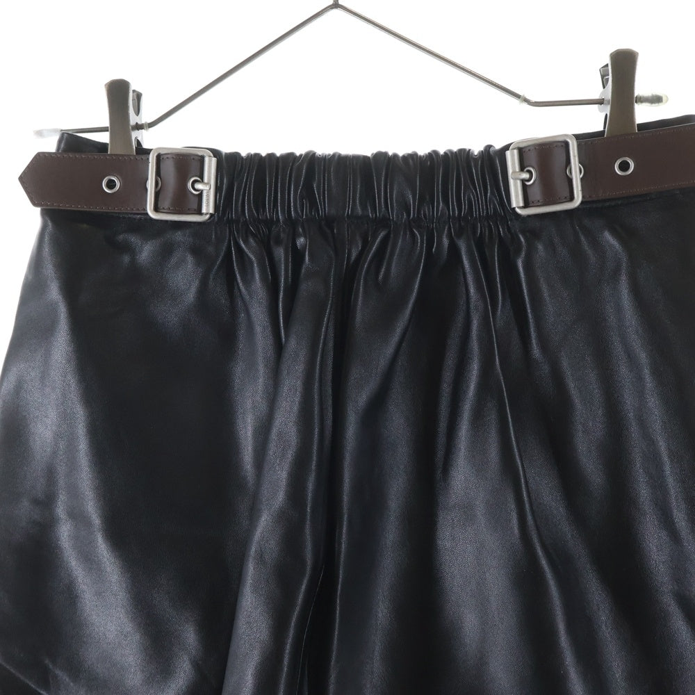 LOEWE(ロエベ) ベルテッドスカート ウエストゴム レザー ベルト装飾 ブラック レディース S540Y29L32