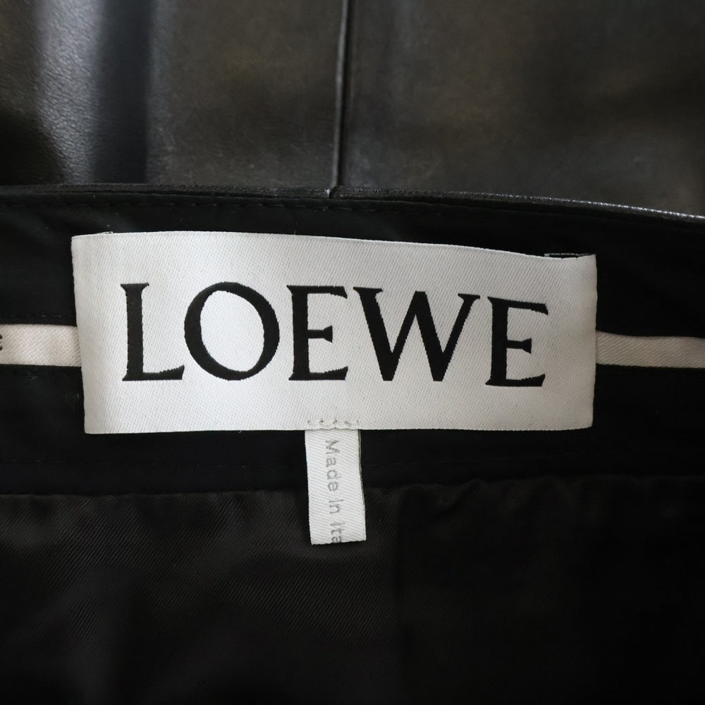 LOEWE(ロエベ) ベルテッドスカート ウエストゴム レザー ベルト装飾 ブラック レディース S540Y29L32