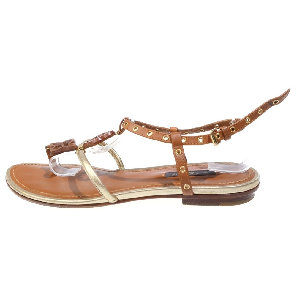 LOUIS VUITTON(ルイヴィトン) モノグラムフラワー レザー ストラップ フラット サンダル シューズ ブラウン レディース