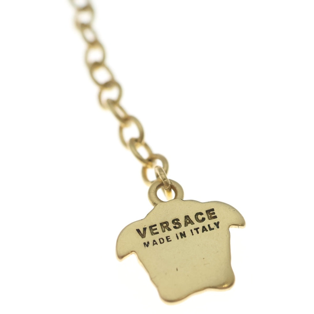 VERSACE(ヴェルサーチ) メデューサ ラインストーン サークルネックレス ペンダント チェーン ゴールド GP×ホワイトシェル