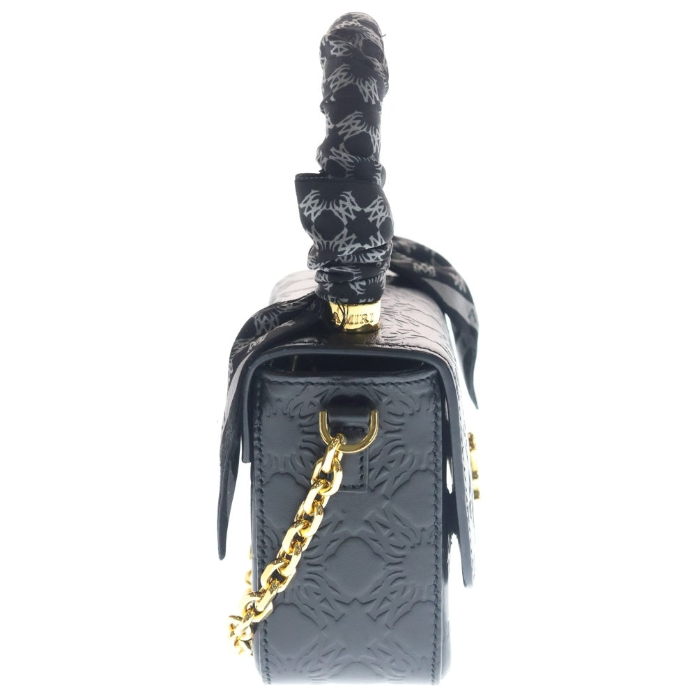 AMIRI(アミリ) Ma Quad エンボスレザー 2WAY ハンド チェーンショルダーバッグ ゴールド金具 ブラック レディース