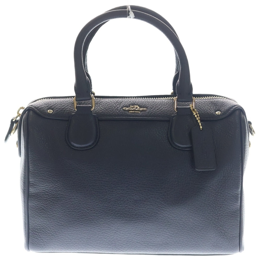 COACH(コーチ) ベネット ミニサッチェル ショルダー ハンドバッグ ミニボストン ネイビー レザー ゴールド金具 レディース