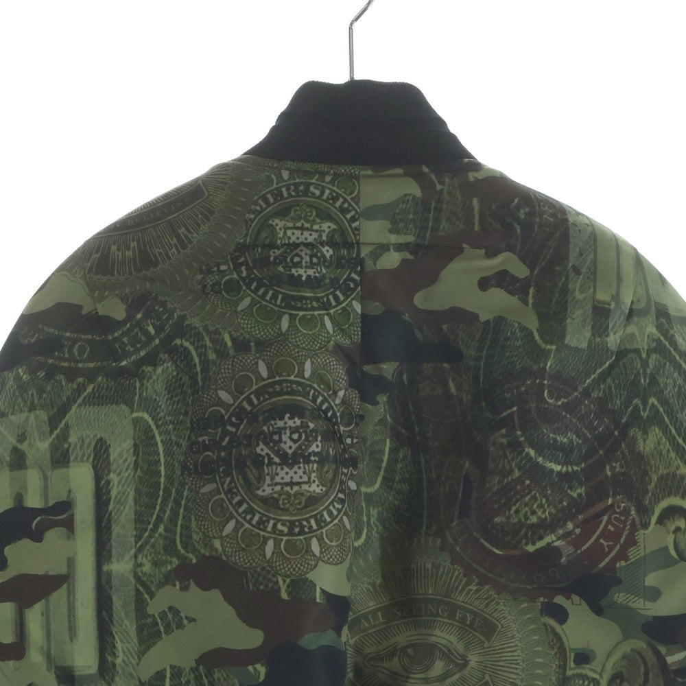 GIVENCHY(ジバンシィ) カモフラ 迷彩総柄 グラフィックプリント ジップアップ 中綿 ボンバージャケット ブルゾン カーキ 17J 0690 764