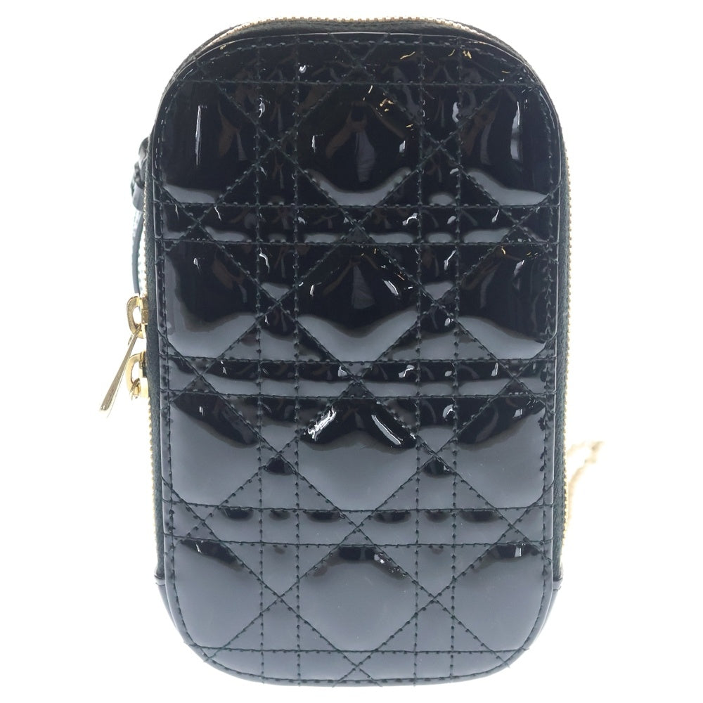 Christian Dior(クリスチャンディオール) フォンホルダー カナージュ ブラック パテントレザー レディース