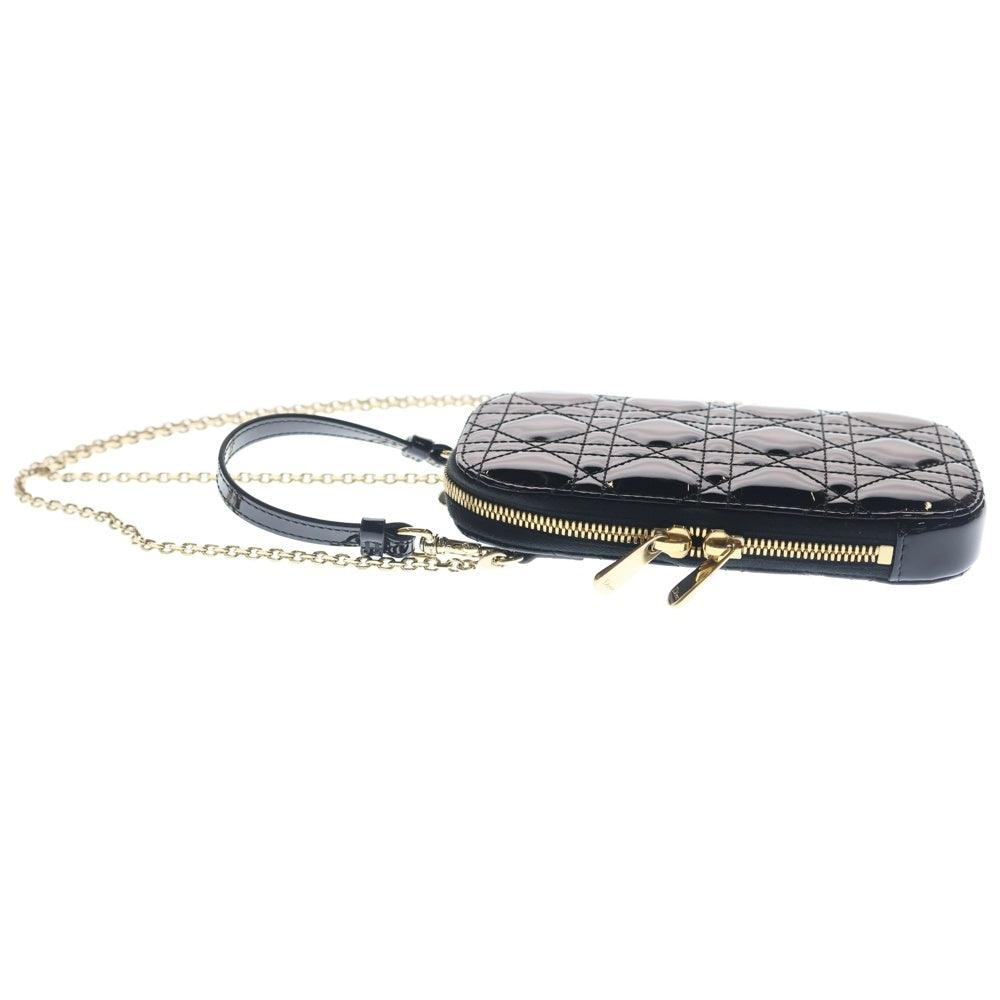 Christian Dior(クリスチャンディオール) フォンホルダー カナージュ ブラック パテントレザー レディース