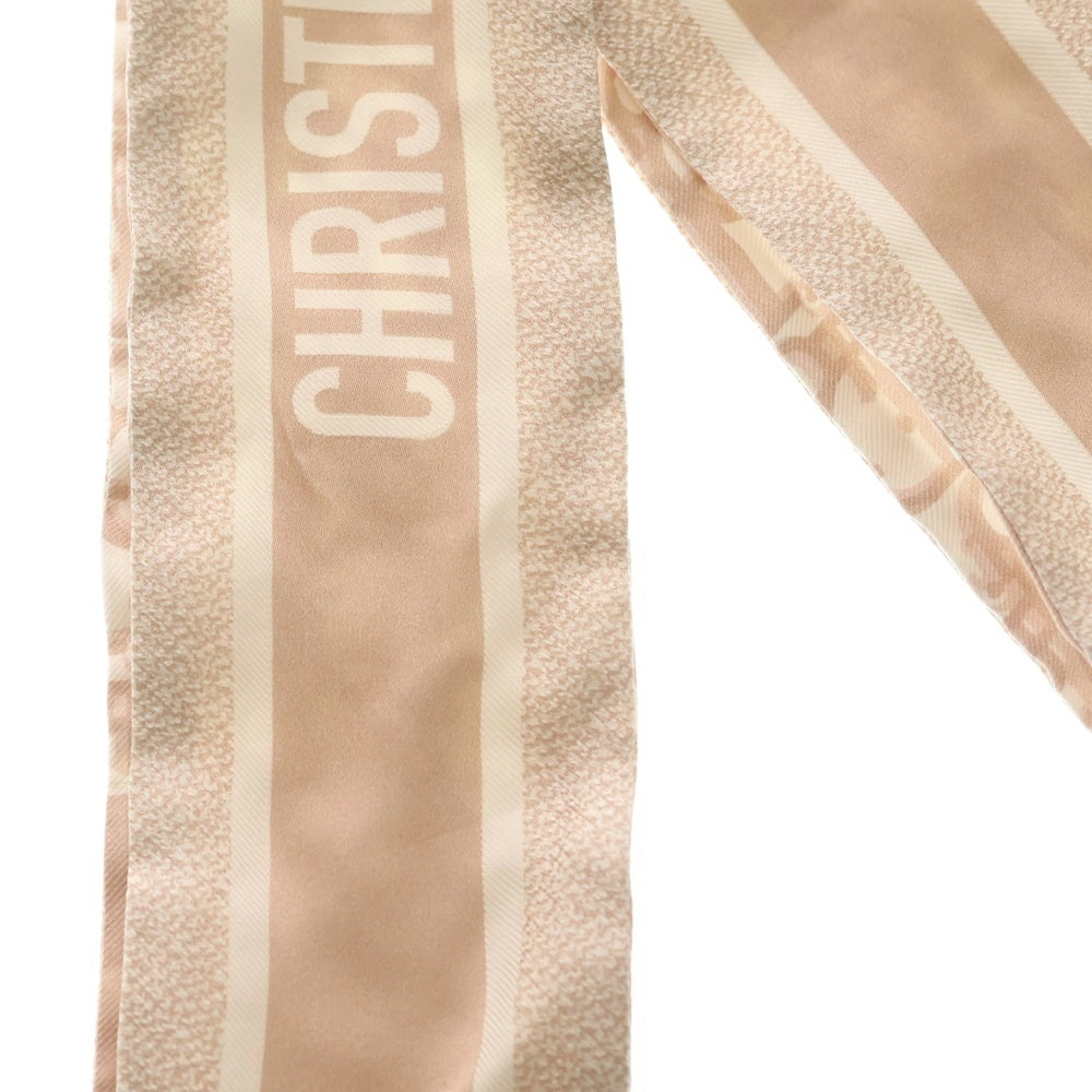 Christian Dior(クリスチャンディオール) ミッツァ ロゴプリント シルク スカーフ ピンクベージュ レディース