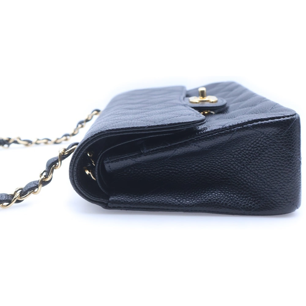 CHANEL(シャネル) マトラッセ23 ダブルフラップ ダブルチェーン ショルダーバッグ ブラック キャビアスキン ゴールド金具 レディース