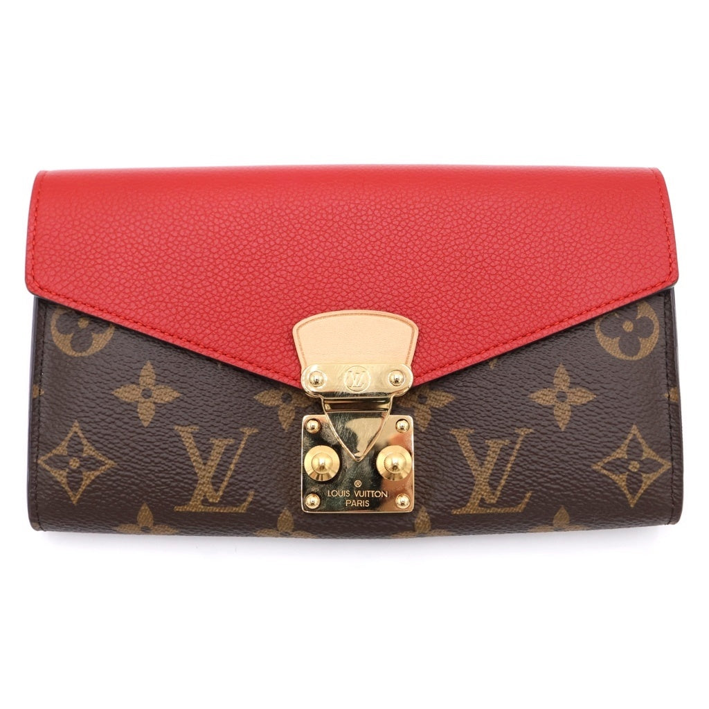 LOUIS VUITTON(ルイヴィトン) モノグラム ポルトフォイユ パラス ブラウン×レッド 長財布 M58414