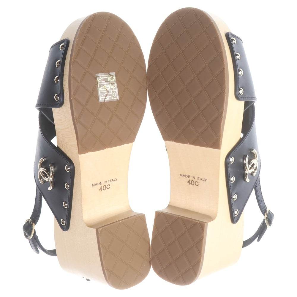 CHANEL(シャネル) ■ココマークサンダルウッドサンダル 黒 #40 レディース
