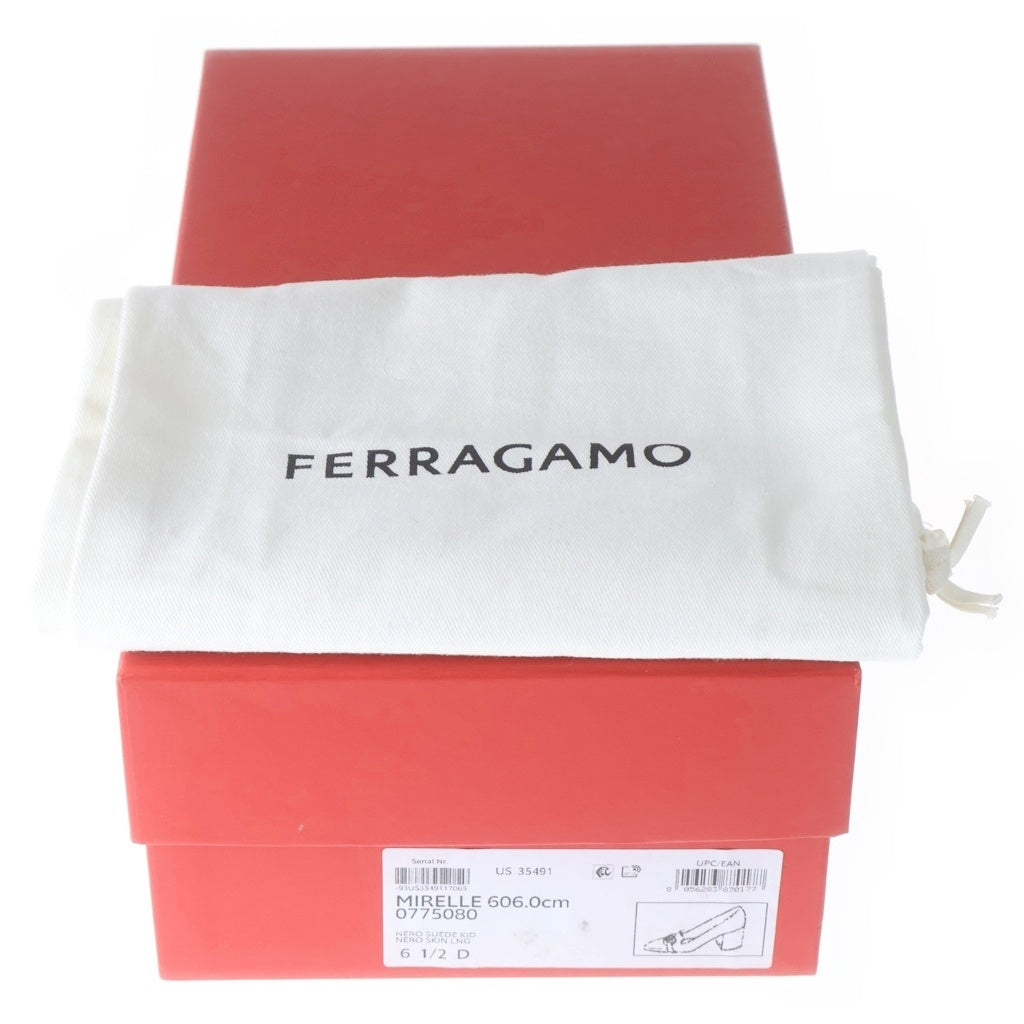 FERRAGAMO(フェラガモ) ハイヒール ブラック スエード #6 1/2 レディース