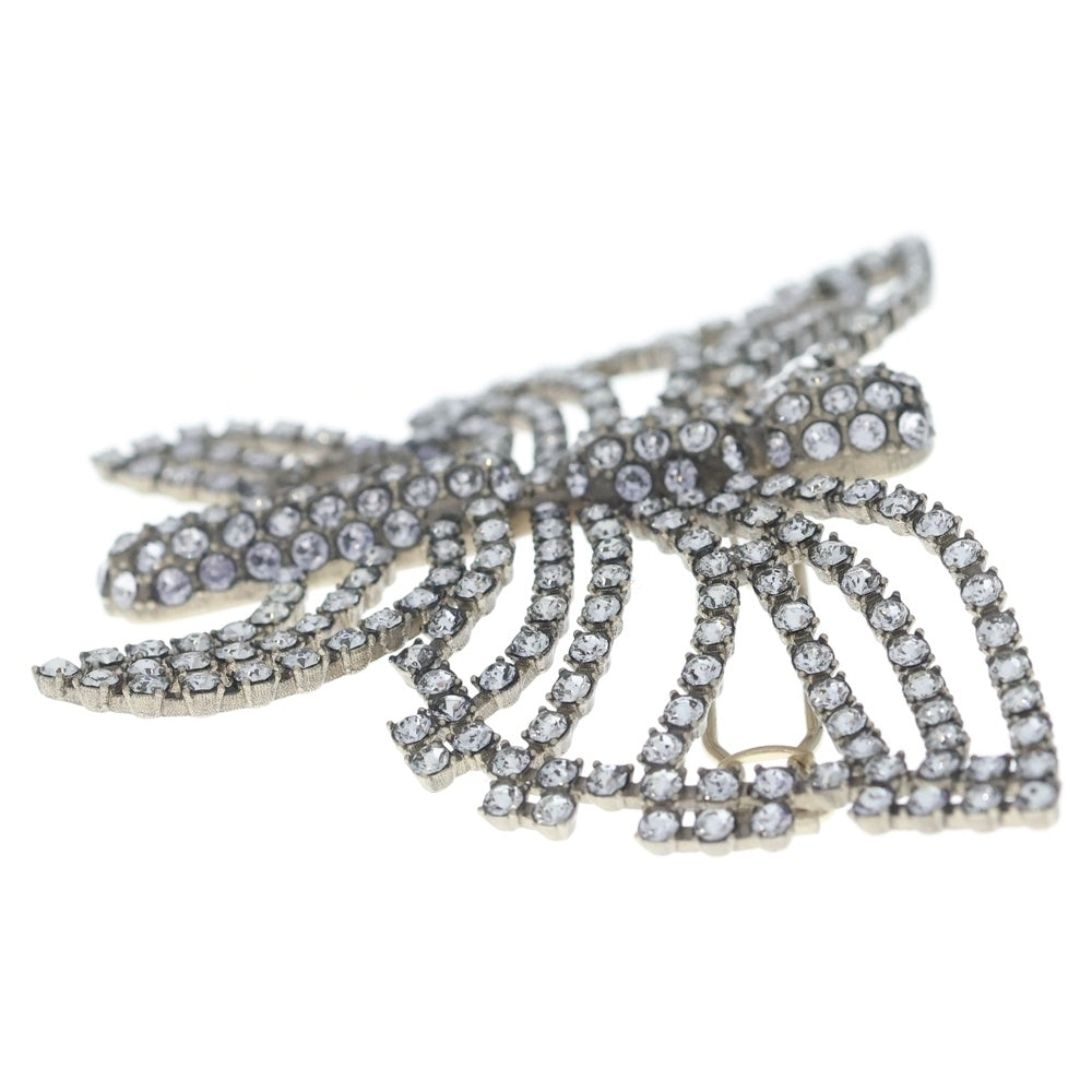 GUCCI(グッチ) インターロッキングG バタフライ ラインストーン ヘアクリップ ヘアピン シルバー レディース