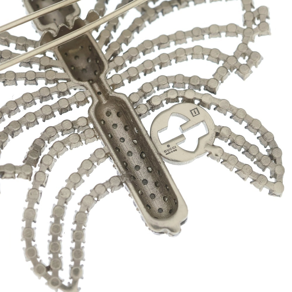 GUCCI(グッチ) インターロッキングG バタフライ ラインストーン ヘアクリップ ヘアピン シルバー レディース