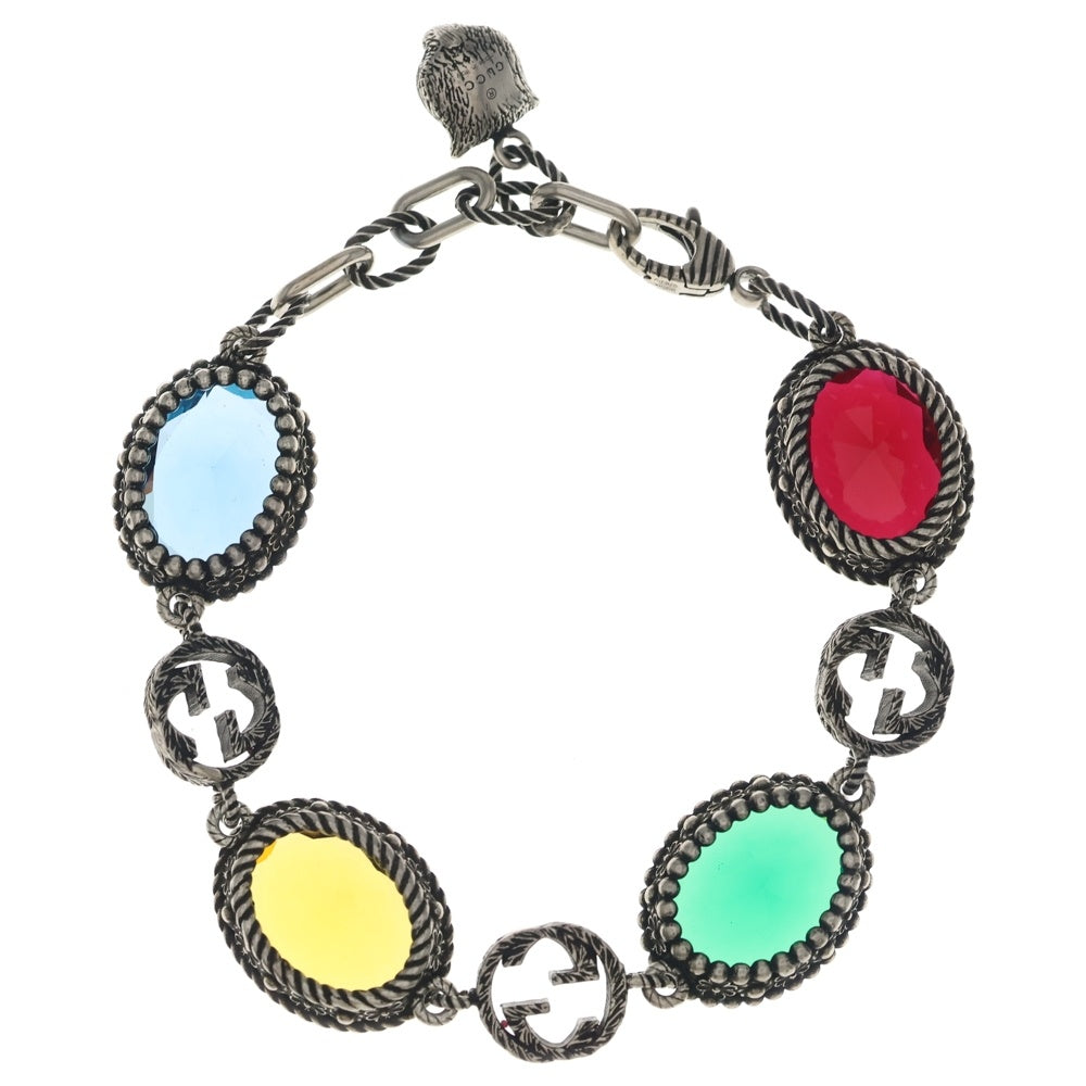 GUCCI(グッチ) インターロッキングG マルチストーン ブレスレット シルバー 925 レディース