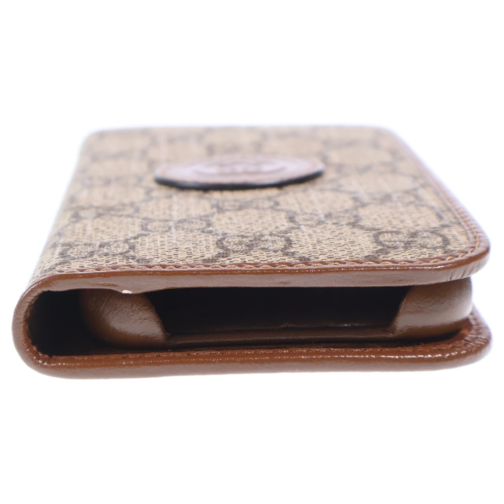 GUCCI(グッチ) GGスプリーム PVC×レザー iPhoneケース ブラウン 760185 15PRO レディース