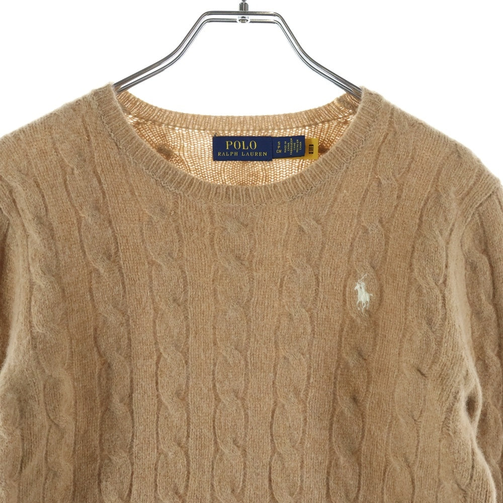 POLO RALPH LAUREN(ポロラルフローレン) 1Pポニー ウールカシミヤ ケーブルニットセーター ベージュ レディース