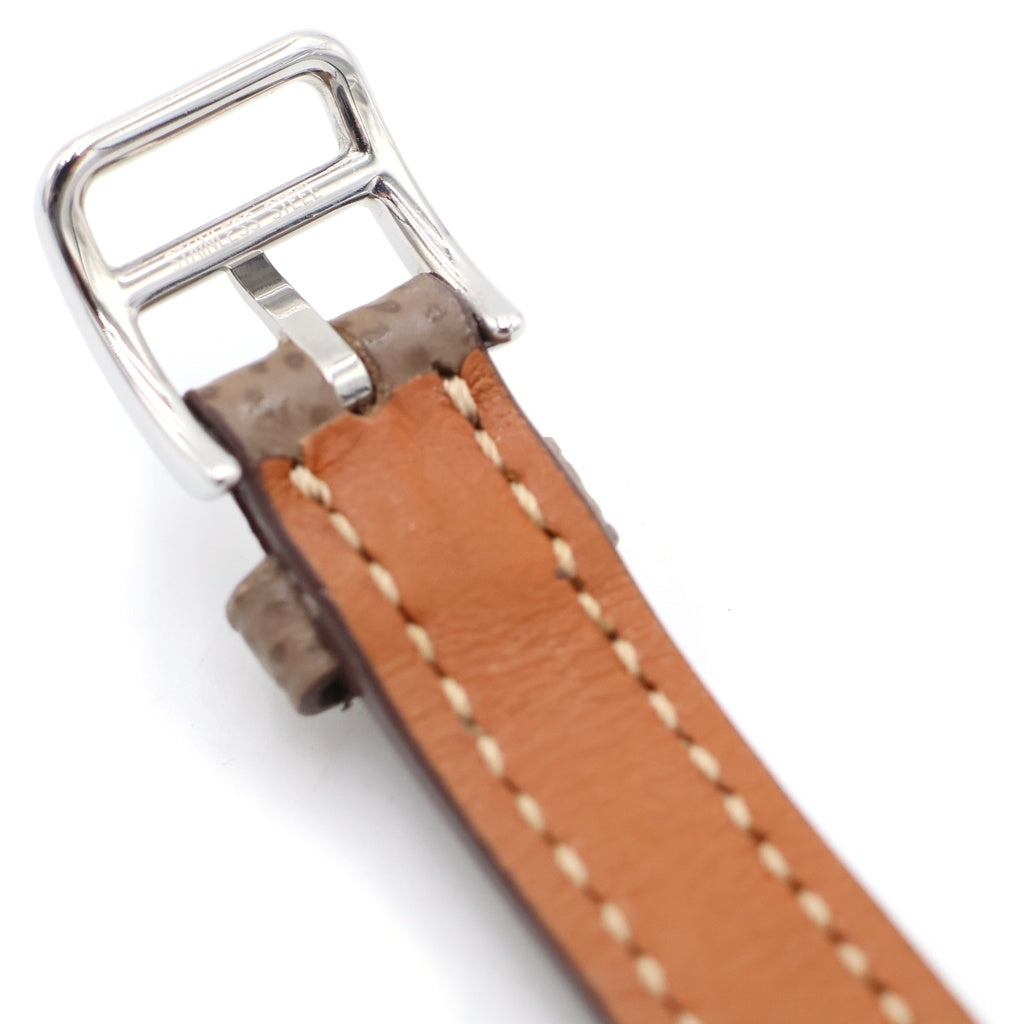 HERMES(エルメス) ナンタケット シルバー文字盤 レザーベルト クォーツウォッチ 腕時計 シルバー/ブラウン NA2.210 レディース