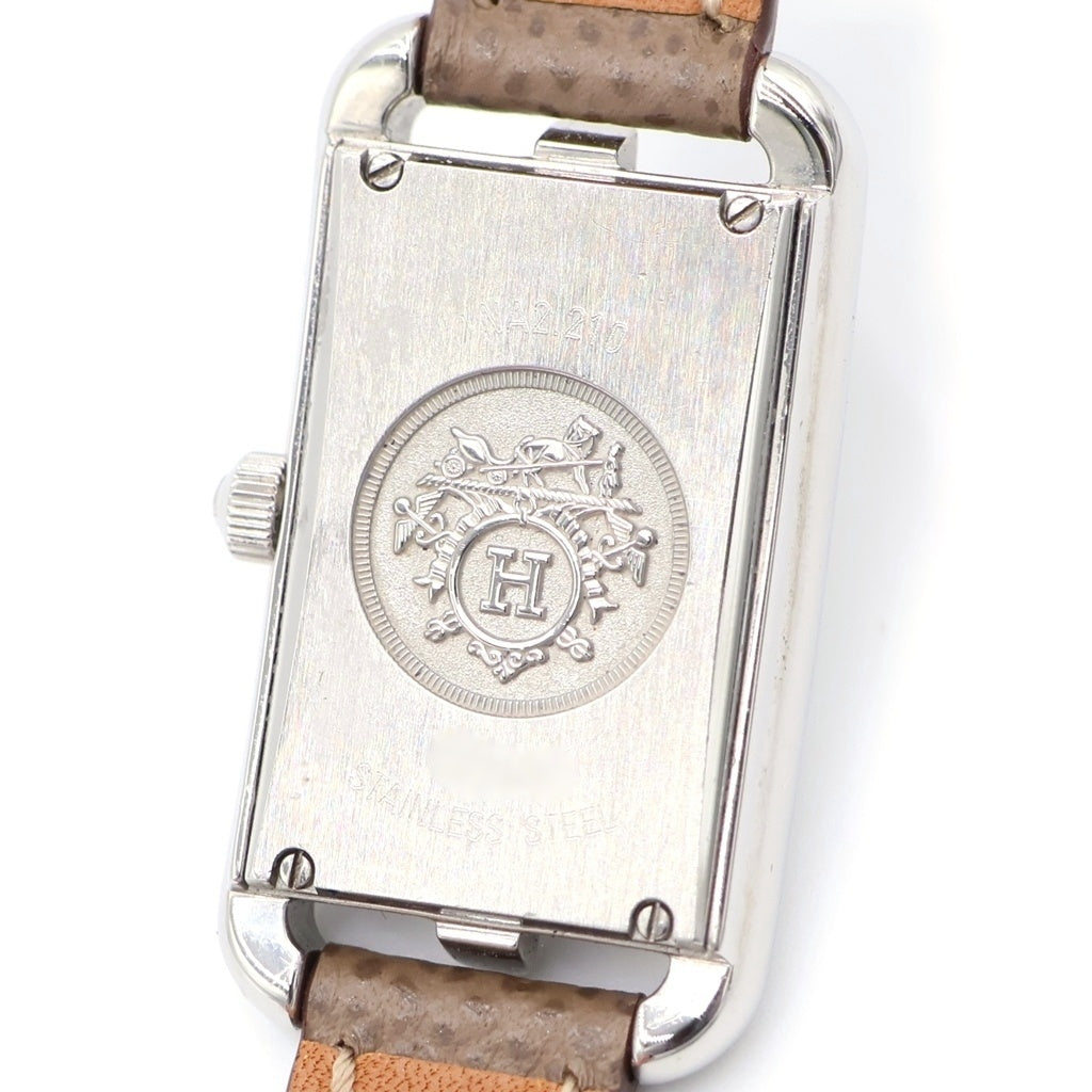 HERMES(エルメス) ナンタケット シルバー文字盤 レザーベルト クォーツウォッチ 腕時計 シルバー/ブラウン NA2.210 レディース