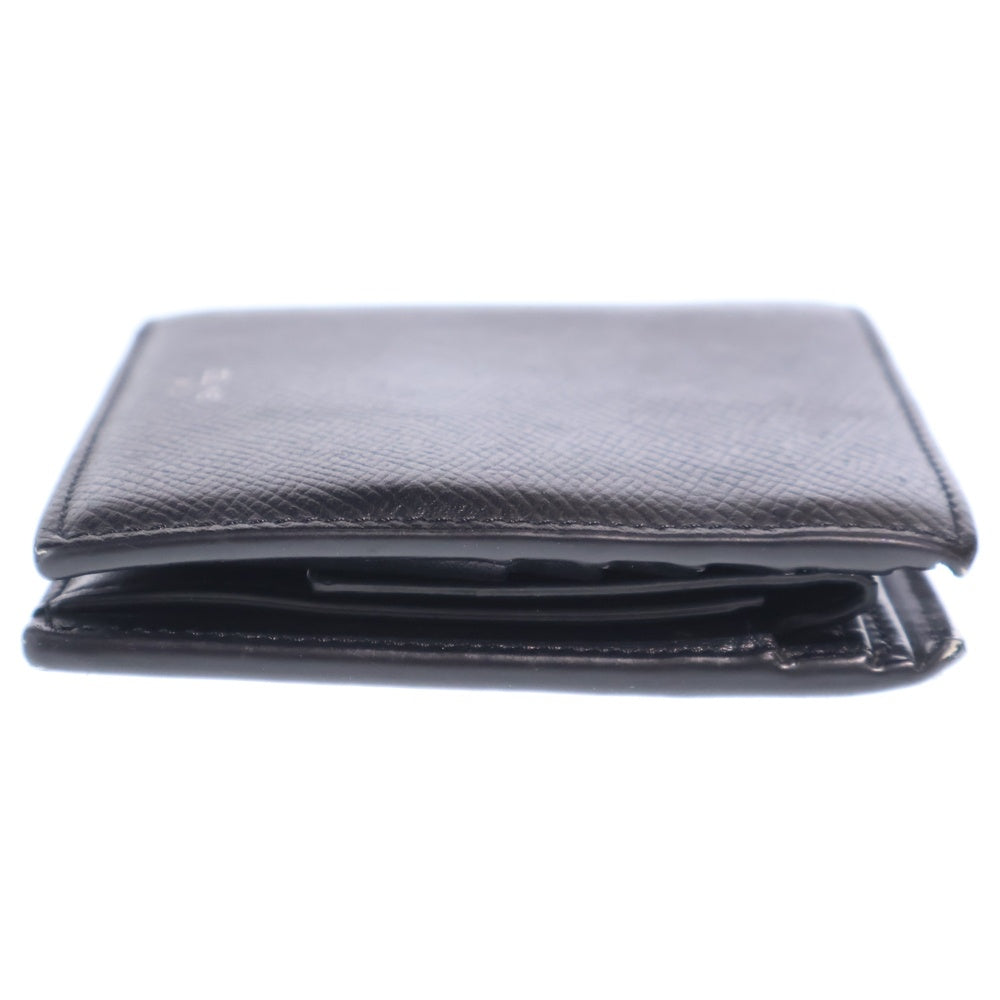 CELINE(セリーヌ) ロゴ 二つ折り財布 コンパクトウォレット カードケース ブラック レザー