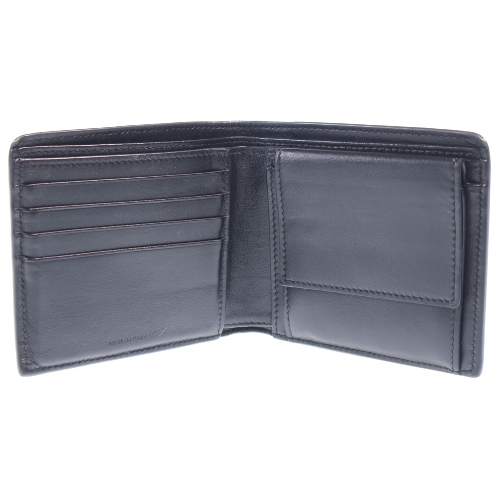 CELINE(セリーヌ) ロゴ 二つ折り財布 コンパクトウォレット カードケース ブラック レザー