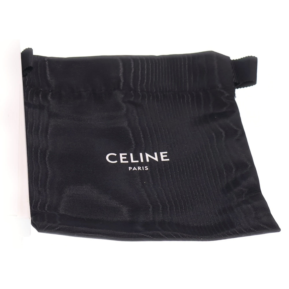 CELINE(セリーヌ) ロゴ 二つ折り財布 コンパクトウォレット カードケース ブラック レザー
