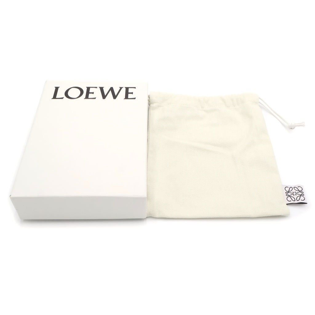 LOEWE(ロエベ) アナグラム トライフォールド コンパクトウォレット 三つ折り財布 コインケース ベージュ レザー シルバー金具 レディース